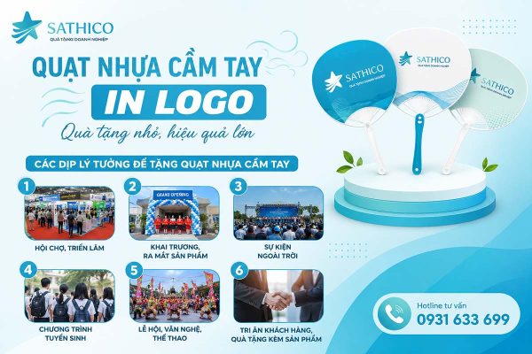 Quạt nhựa cầm tay in logo