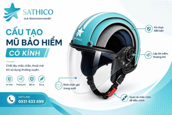 Quà tặng mũ bảo hiểm có kính