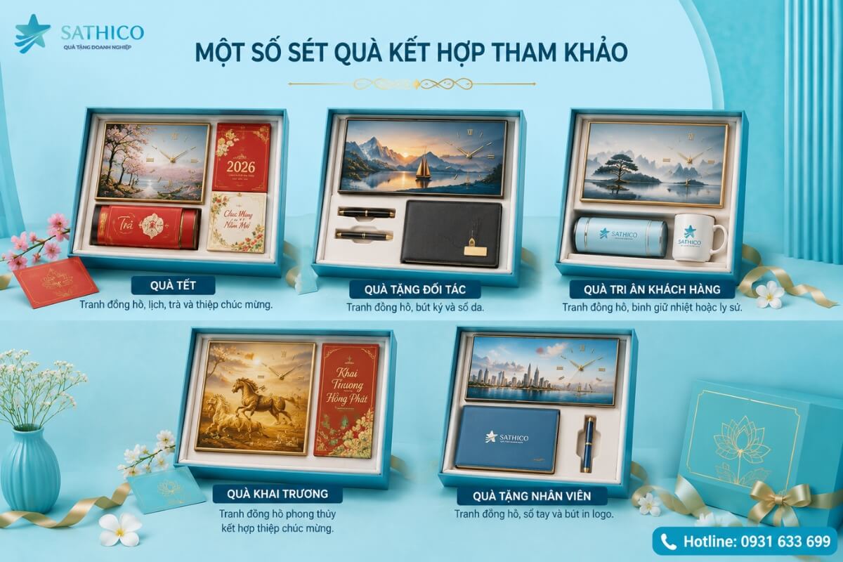 Tranh đồng hồ treo tường quà tặng