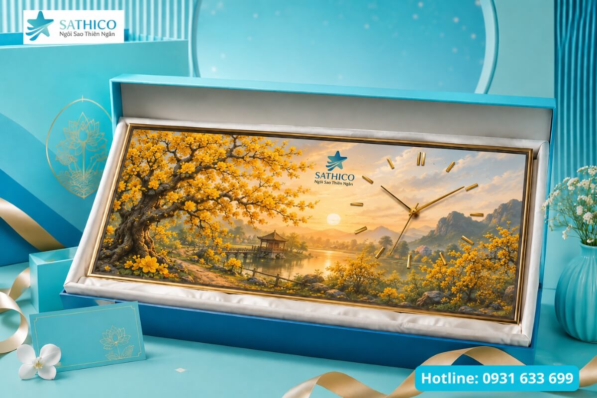 Tranh đồng hồ treo tường quà tặng