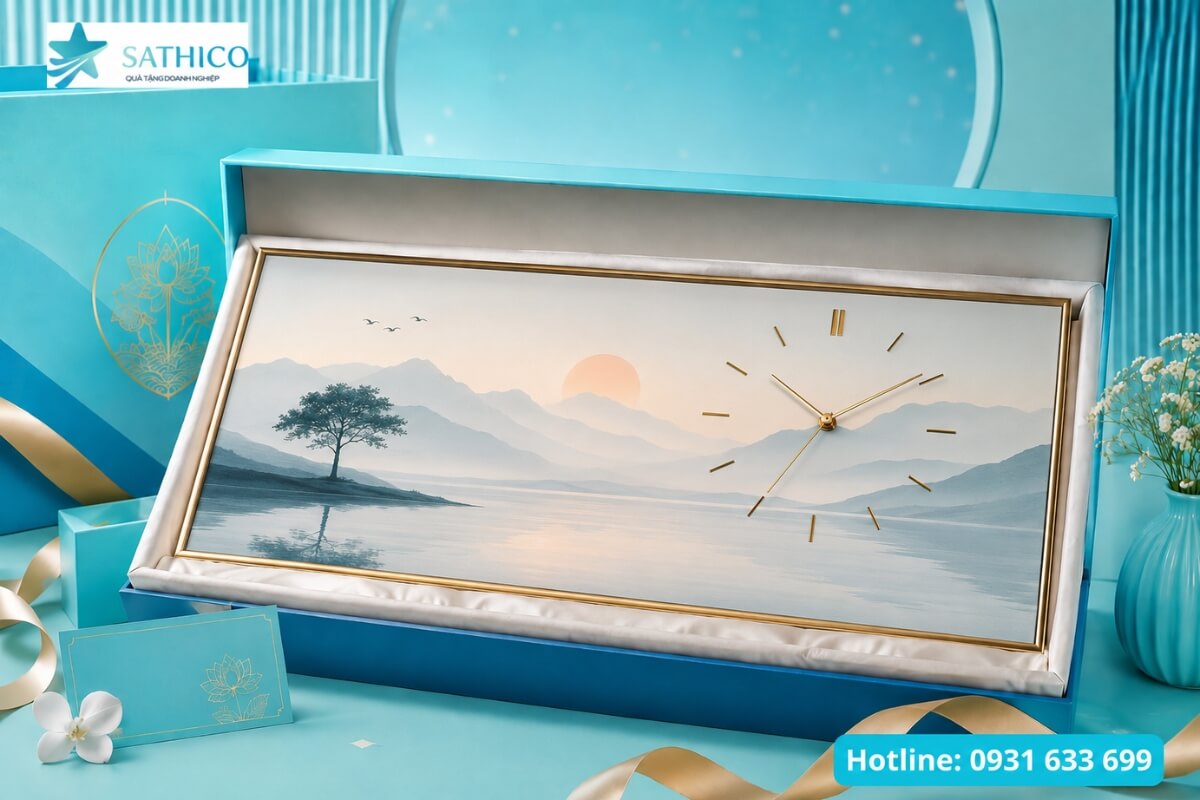 Tranh đồng hồ treo tường quà tặng