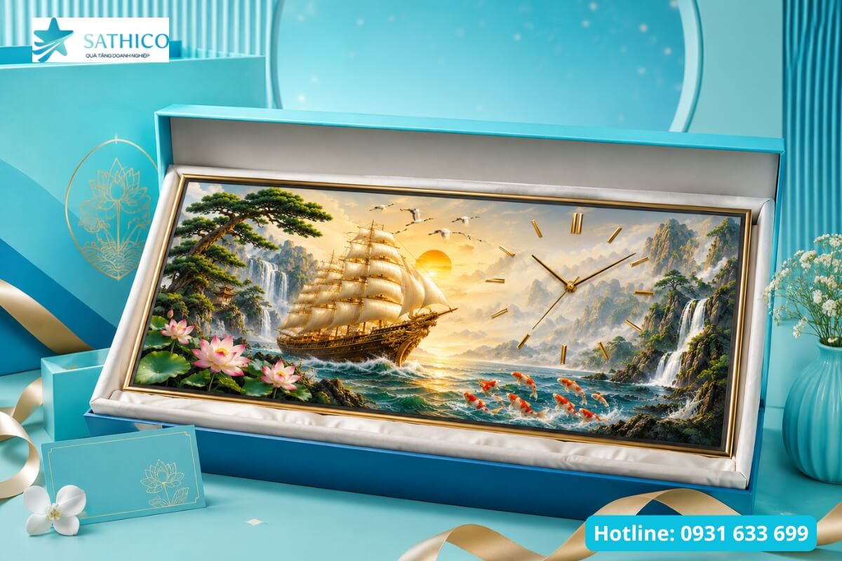 Tranh đồng hồ treo tường quà tặng